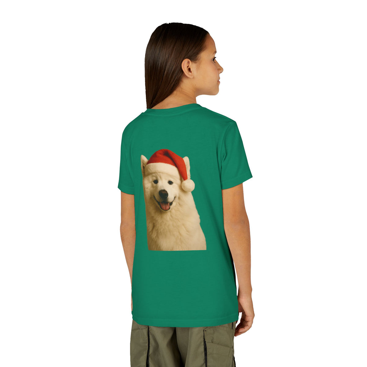 Santa Paws Samoyed Youth Unisex Short Sleeve Crewneck Tee