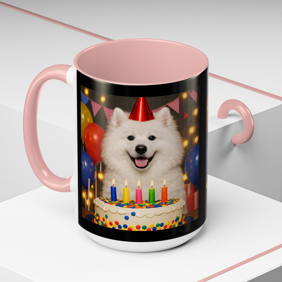 Birthday Buddy Samoyed 2-Tone Coffee Mug