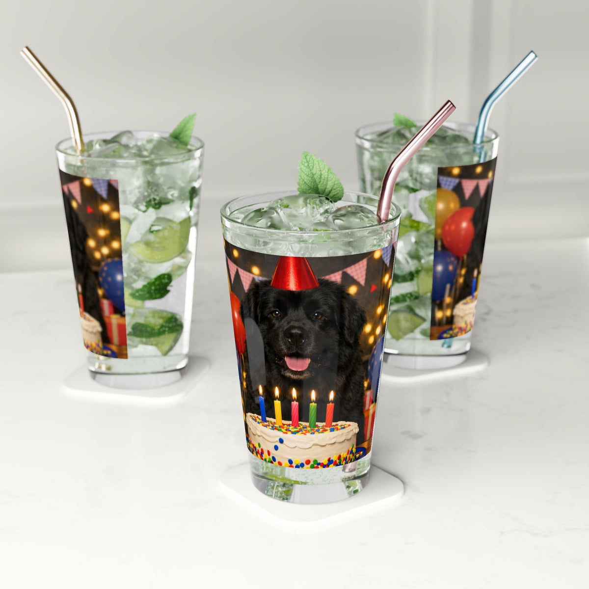 Birthday Buddy Newfie Drinking Glass