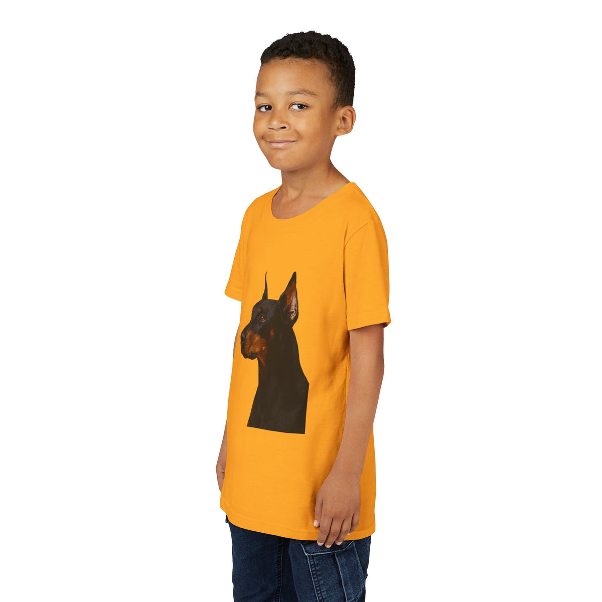 Doberman Head Youth Unisex Short Sleeve Crewneck Tee
