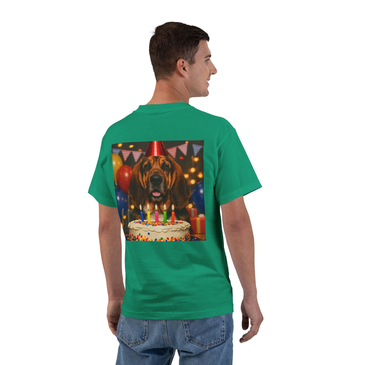 Birthday Buddy Bloodhound Men's Short-Sleeve Crewneck Tee