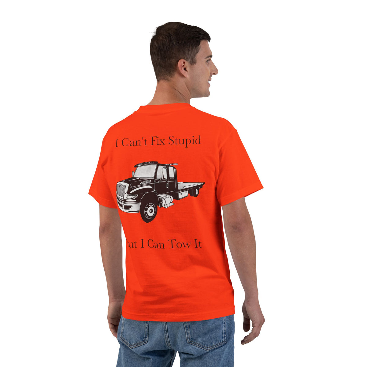 I Can't Fix Stupid Flatbed Men's Short-Sleeve Crewneck Tee