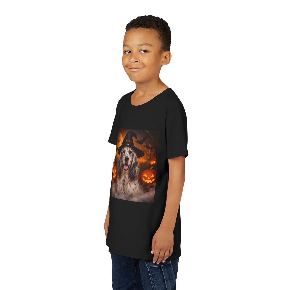 Witch Hat Pack English Setter Youth Unisex Short Sleeve Crewneck Tee
