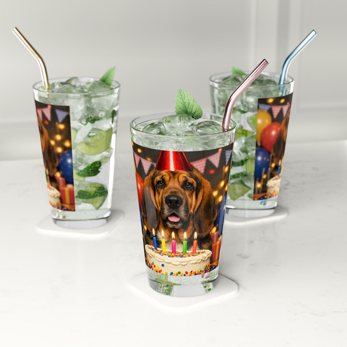 Birthday Buddy Bloodhound Drinking Glass
