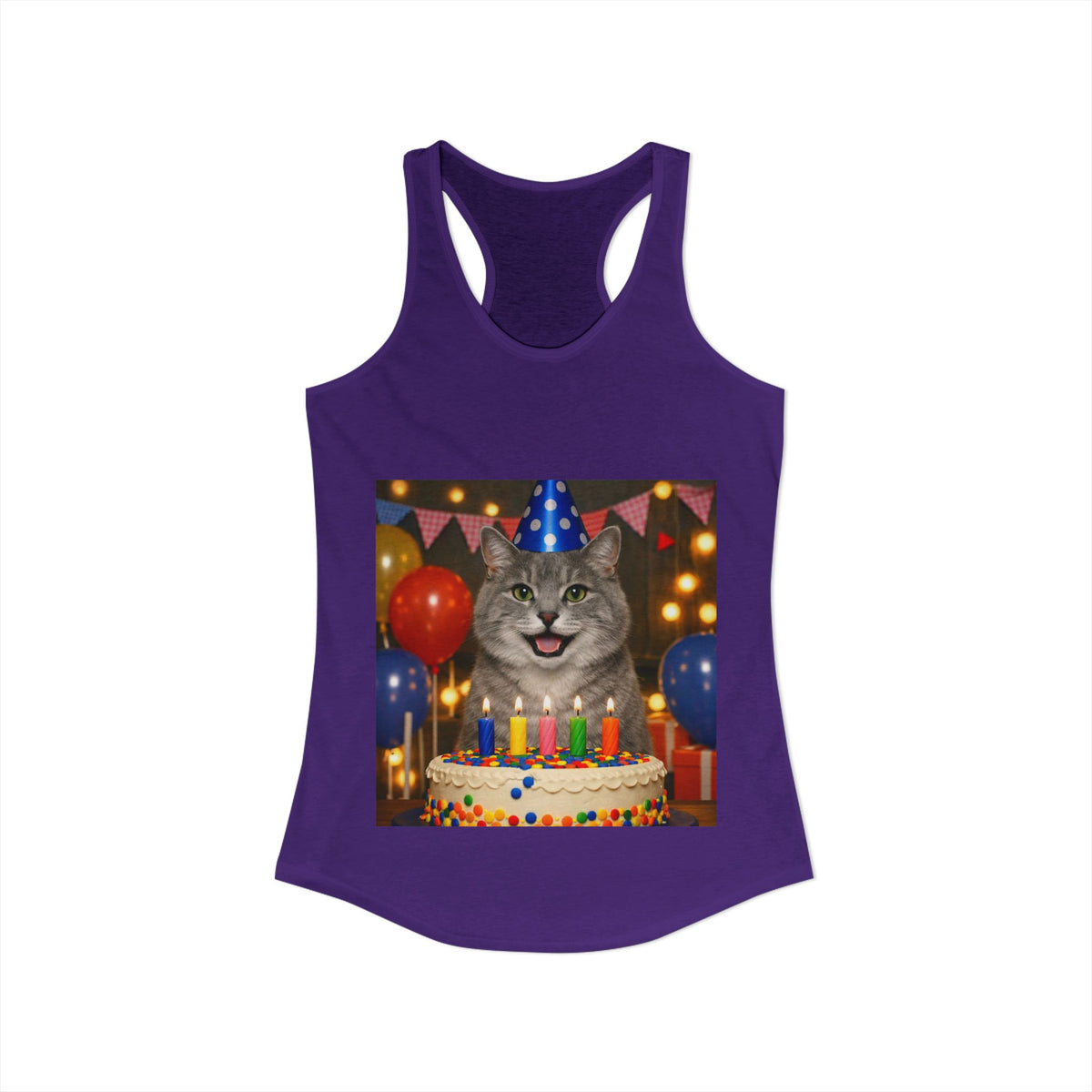 Birthday Buddy Cat Women's Racerback Tank