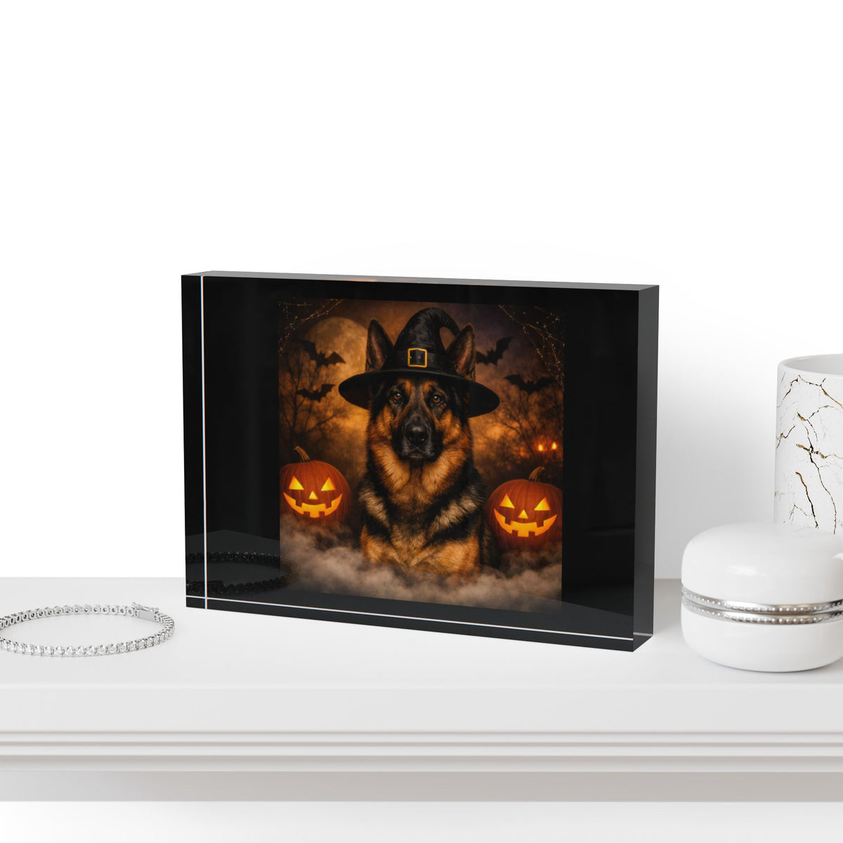 Witch Hat Pack German Shepherd Acrylic Photo Block
