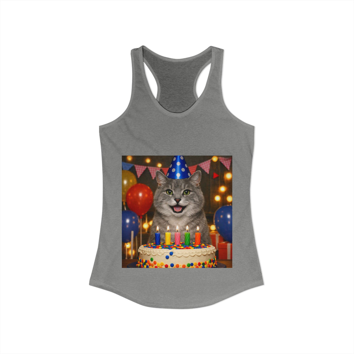 Birthday Buddy Cat Women's Racerback Tank