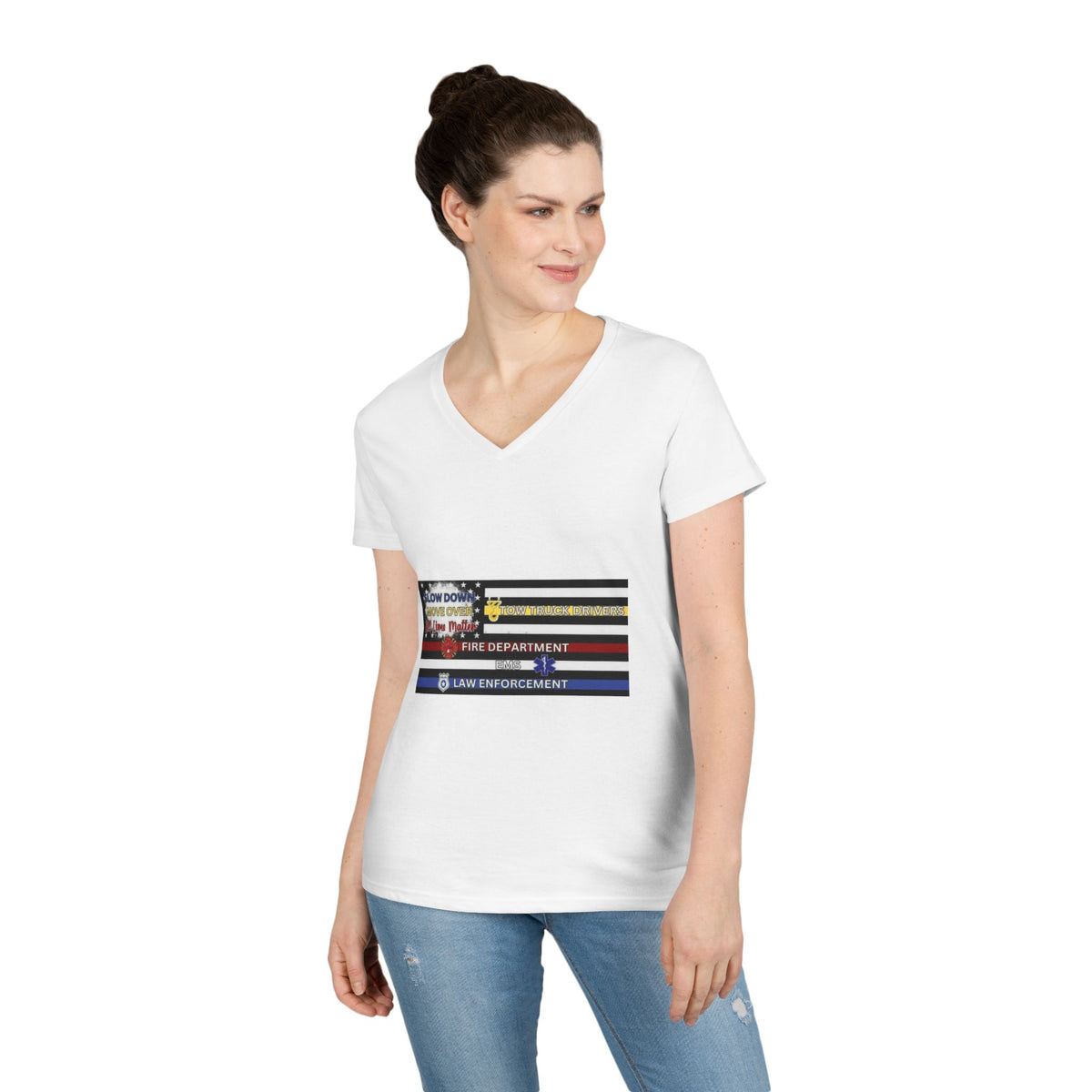 Slow Down Move Over Flag Women's V-Neck Tee