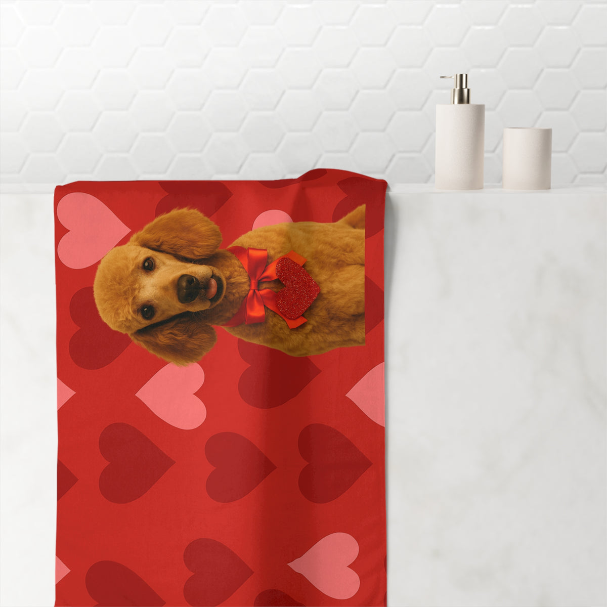 Cupid's Companion Poodle Mink-Cotton Beach Towel