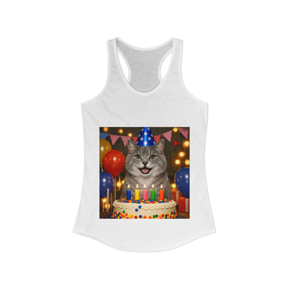 Birthday Buddy Cat Women's Racerback Tank