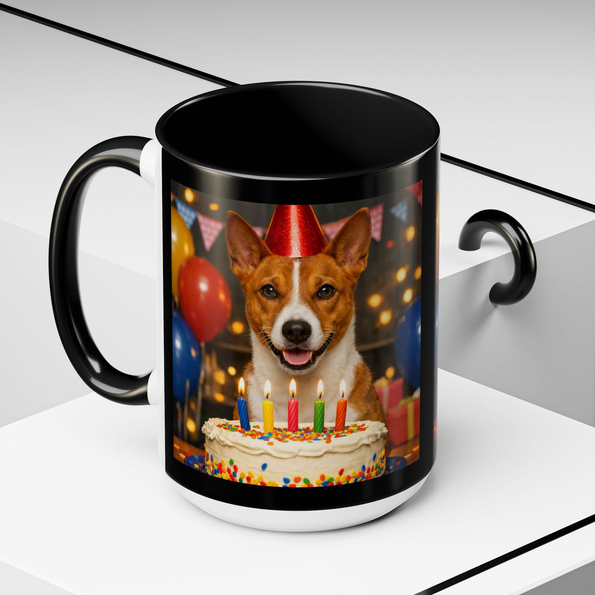 Birthday Buddy Basenji 2-Tone Coffee Mug