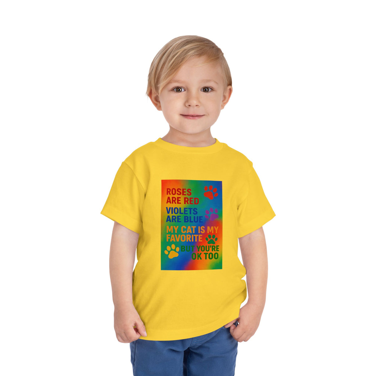 Roses Are Red Cat Toddler Unisex Short Sleeve Crewneck Tee