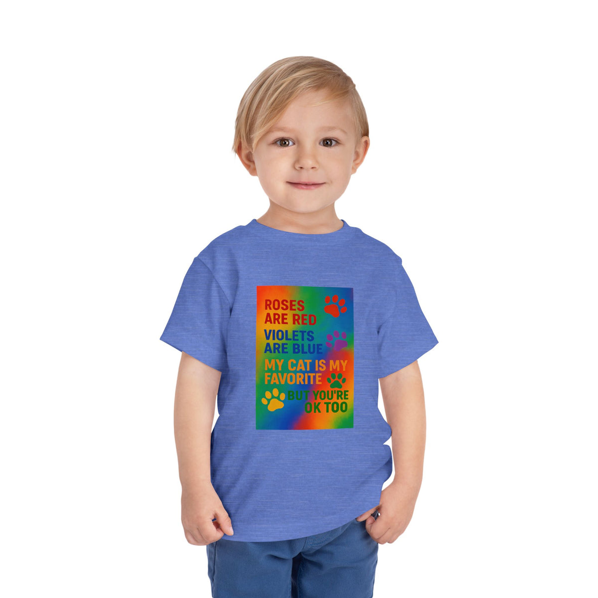 Roses Are Red Cat Toddler Unisex Short Sleeve Crewneck Tee