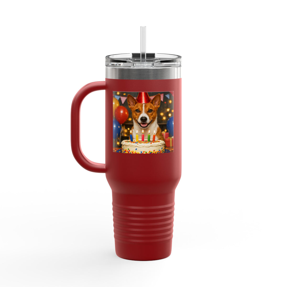 Birthday Buddy Basenji Insulated Travel Mug