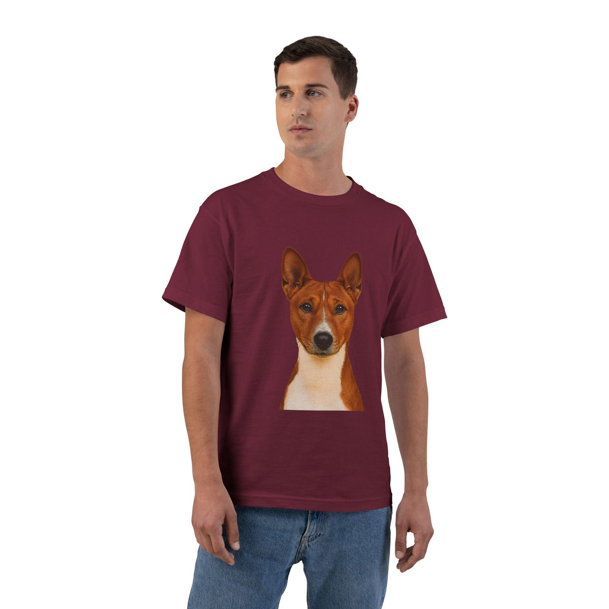 Basenji Head Men's Short-Sleeve Crewneck Tee