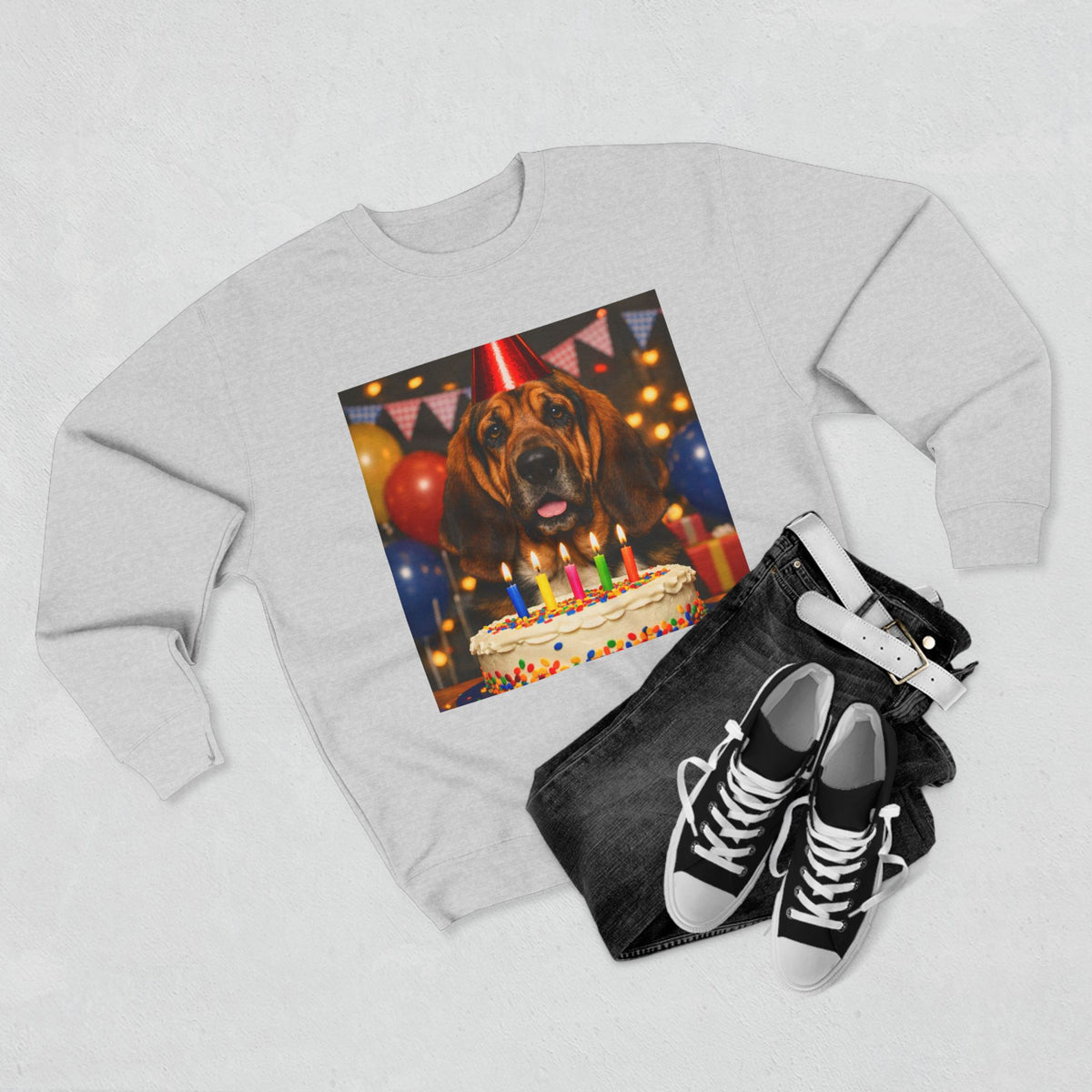Birthday Buddy Bloodhound Unisex Crewneck Sweatshirt