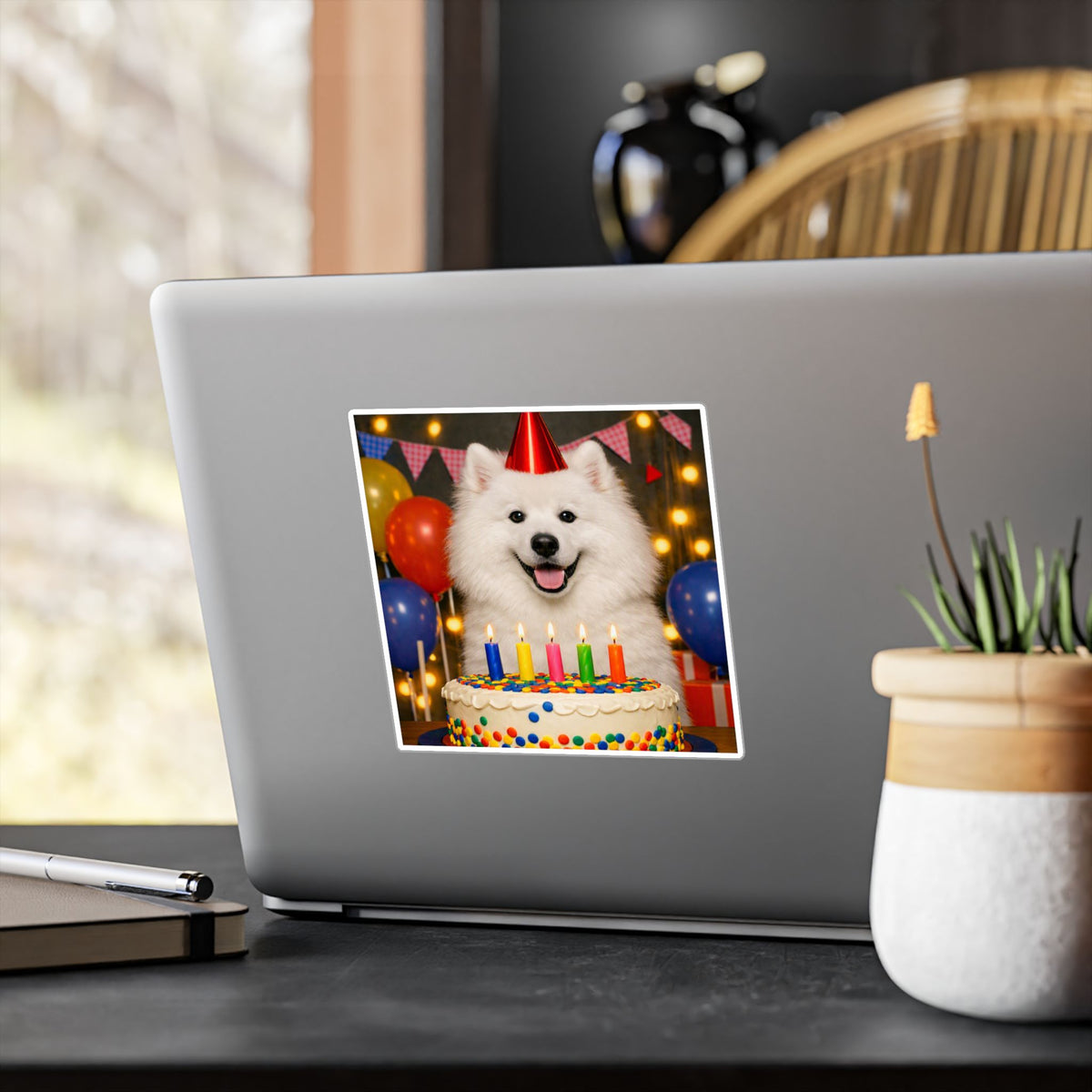 Birthday Buddy Samoyed Vinyl Decal