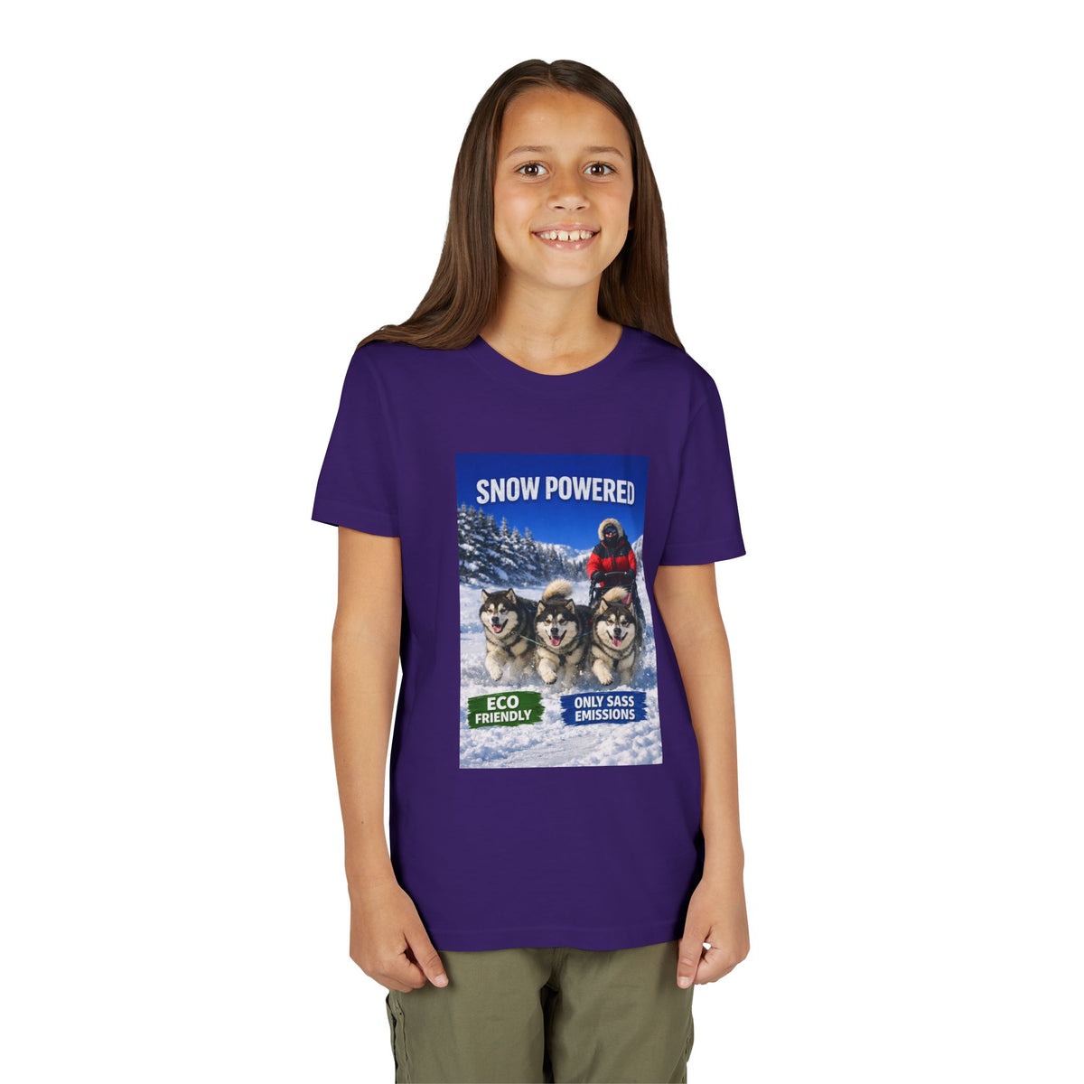 Snow Powered Youth Unisex Short Sleeve Crewneck Tee