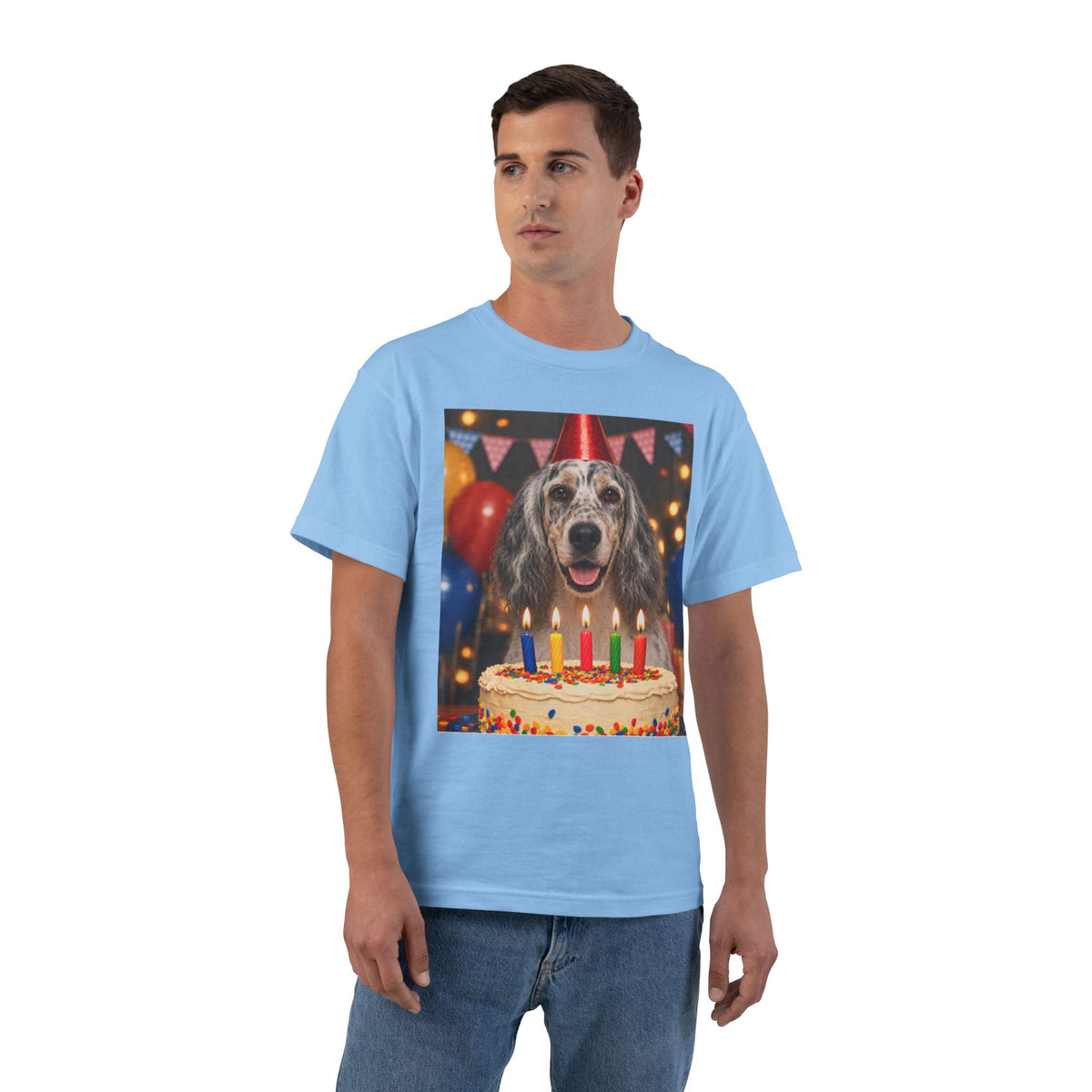 Birthday Buddy English Setter Men's Short-Sleeve Crewneck Tee