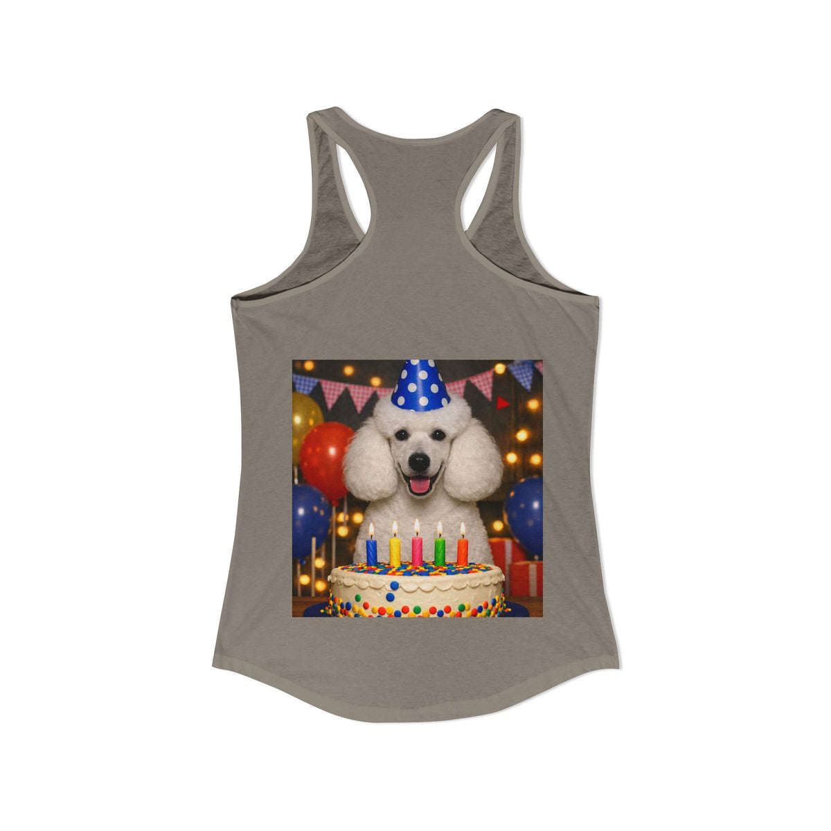Birthday Buddy Poodle Women's Racerback Tank