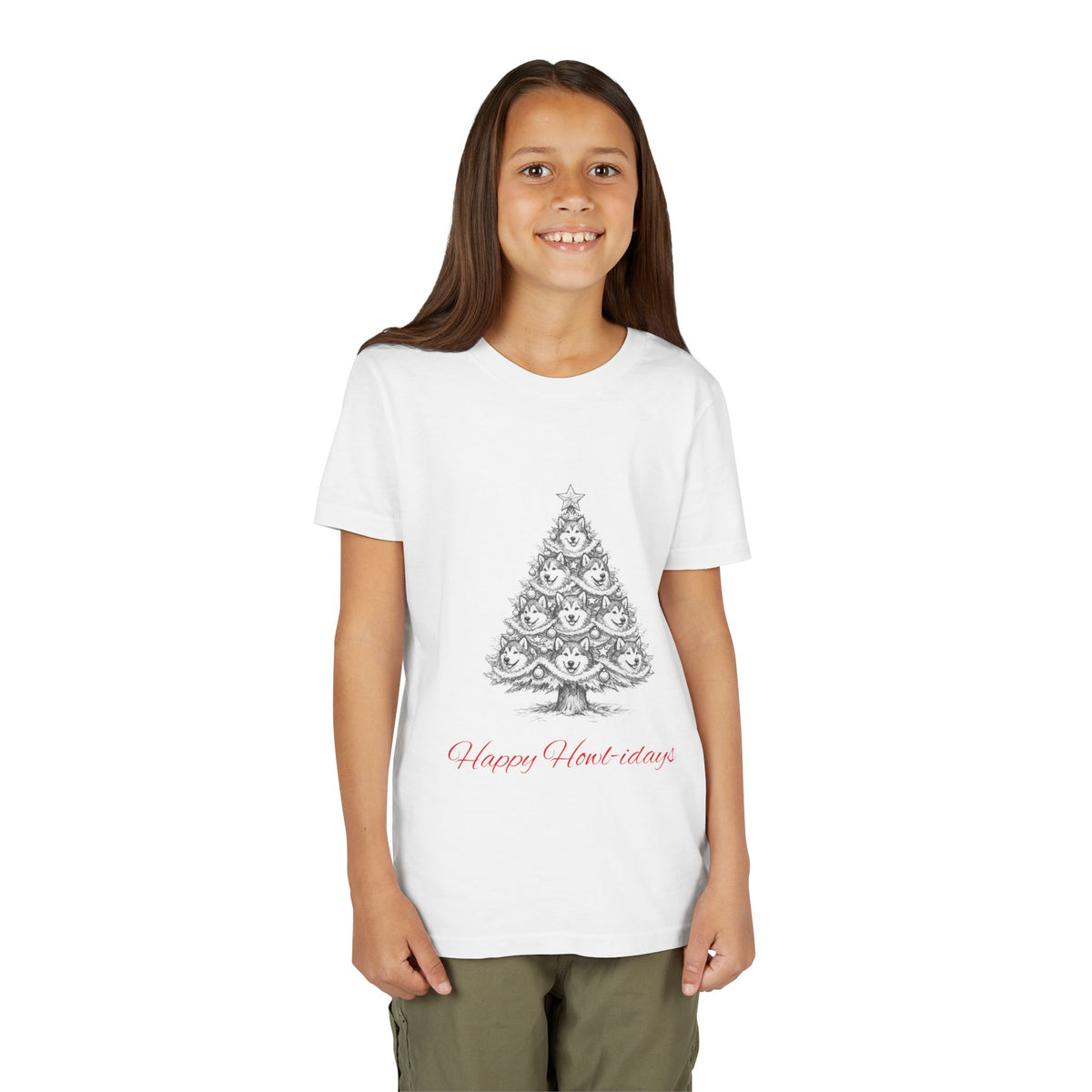 Happy Howl-idays Youth Unisex Short Sleeve Crewneck Tee