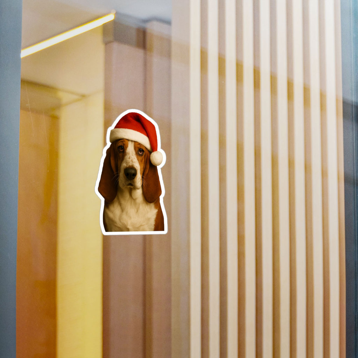 Santa Paws Basset Vinyl Decal