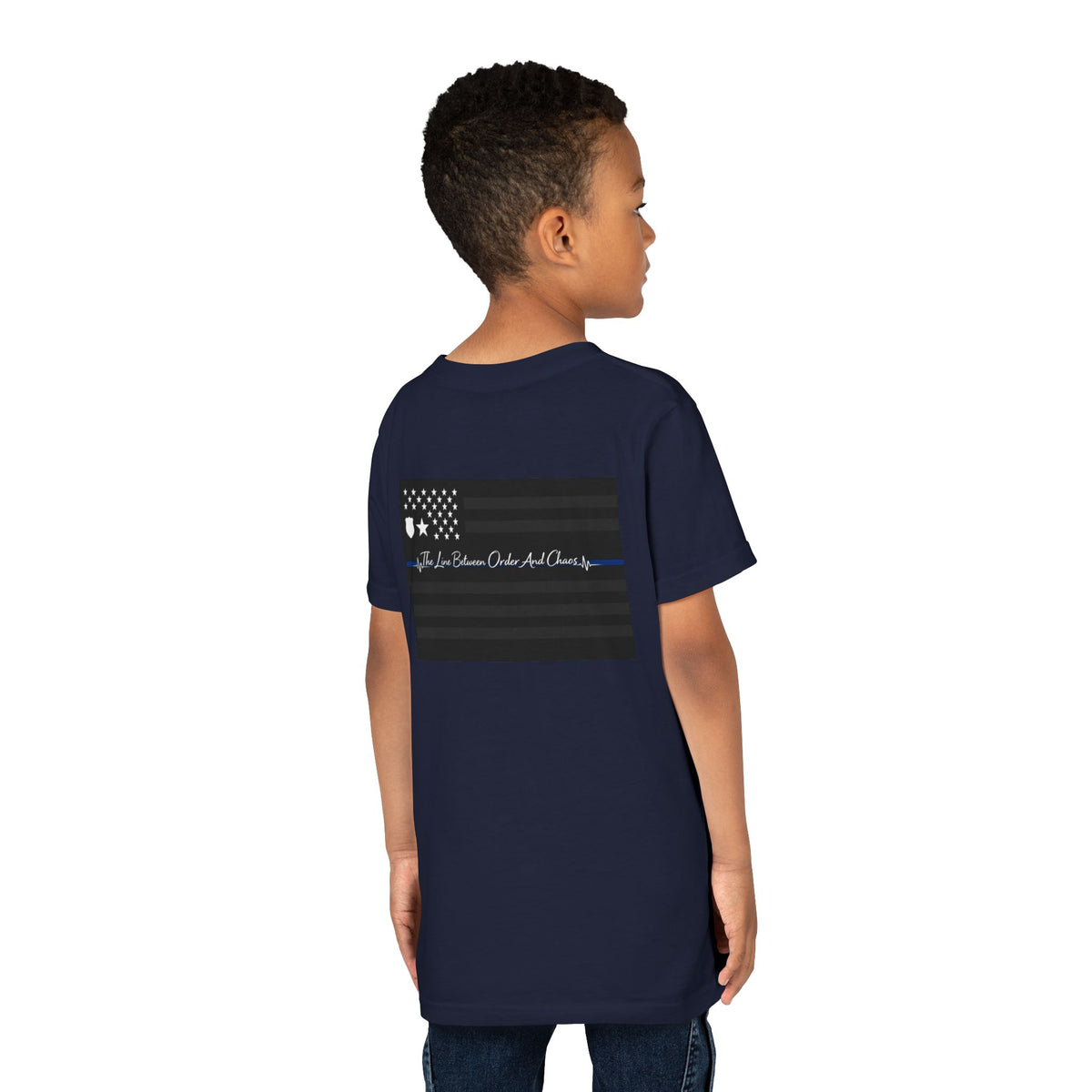 Thin Blue Line Youth Unisex Short Sleeve Crewneck Tee
