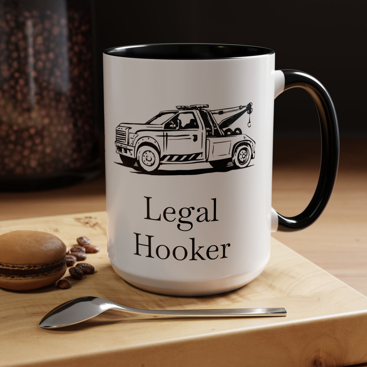 Legal H**ker Wheel Lift Tow Truck 2-Tone Coffee Mug