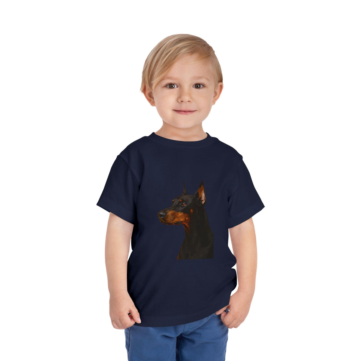 Doberman Head Toddler Unisex Short Sleeve Crewneck Tee