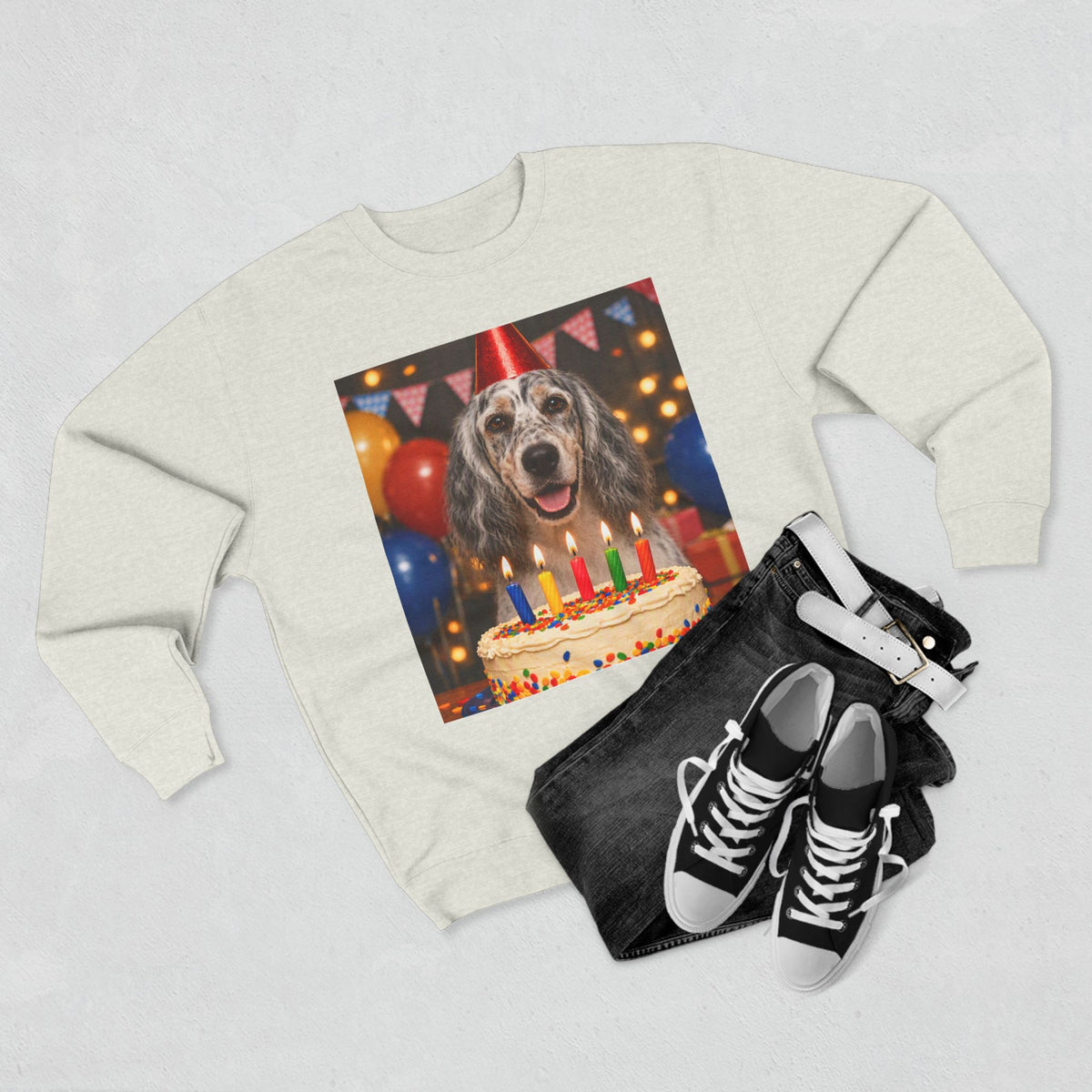 Birthday Buddy English Setter Unisex Crewneck Sweatshirt