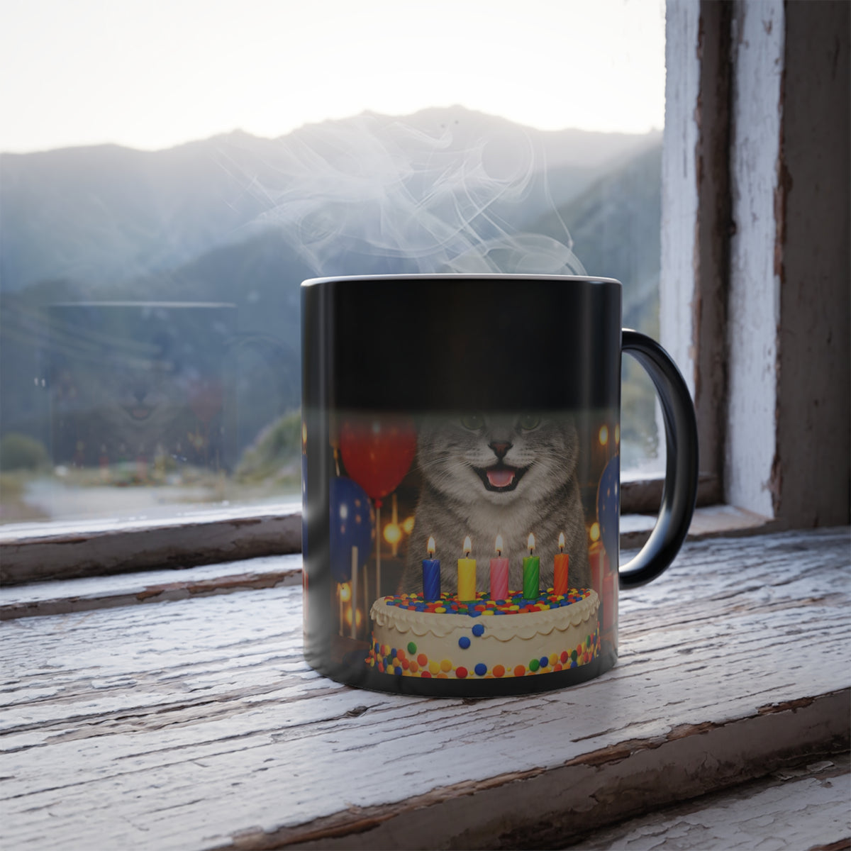 Birthday Buddy Cat Color Changing Mug