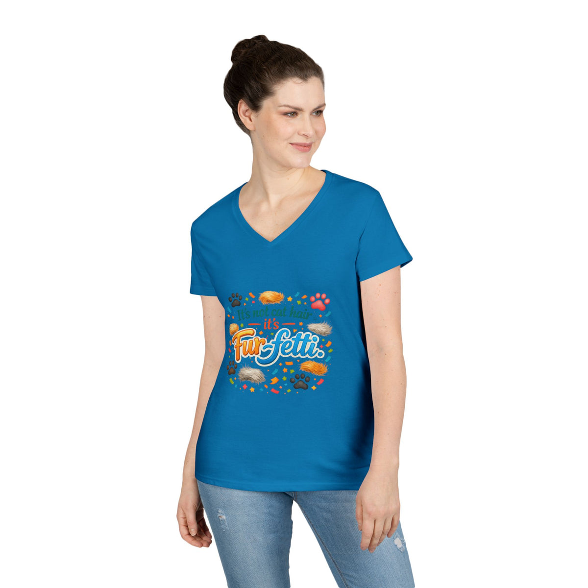 Fur-Fetti Cat Women's V-Neck Tee
