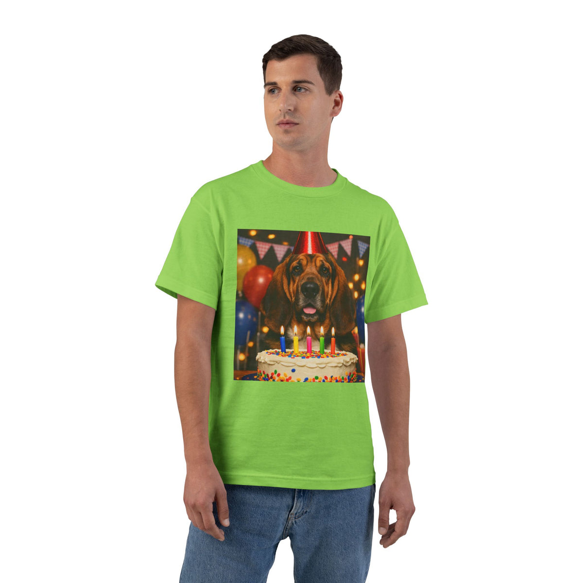Birthday Buddy Bloodhound Men's Short-Sleeve Crewneck Tee