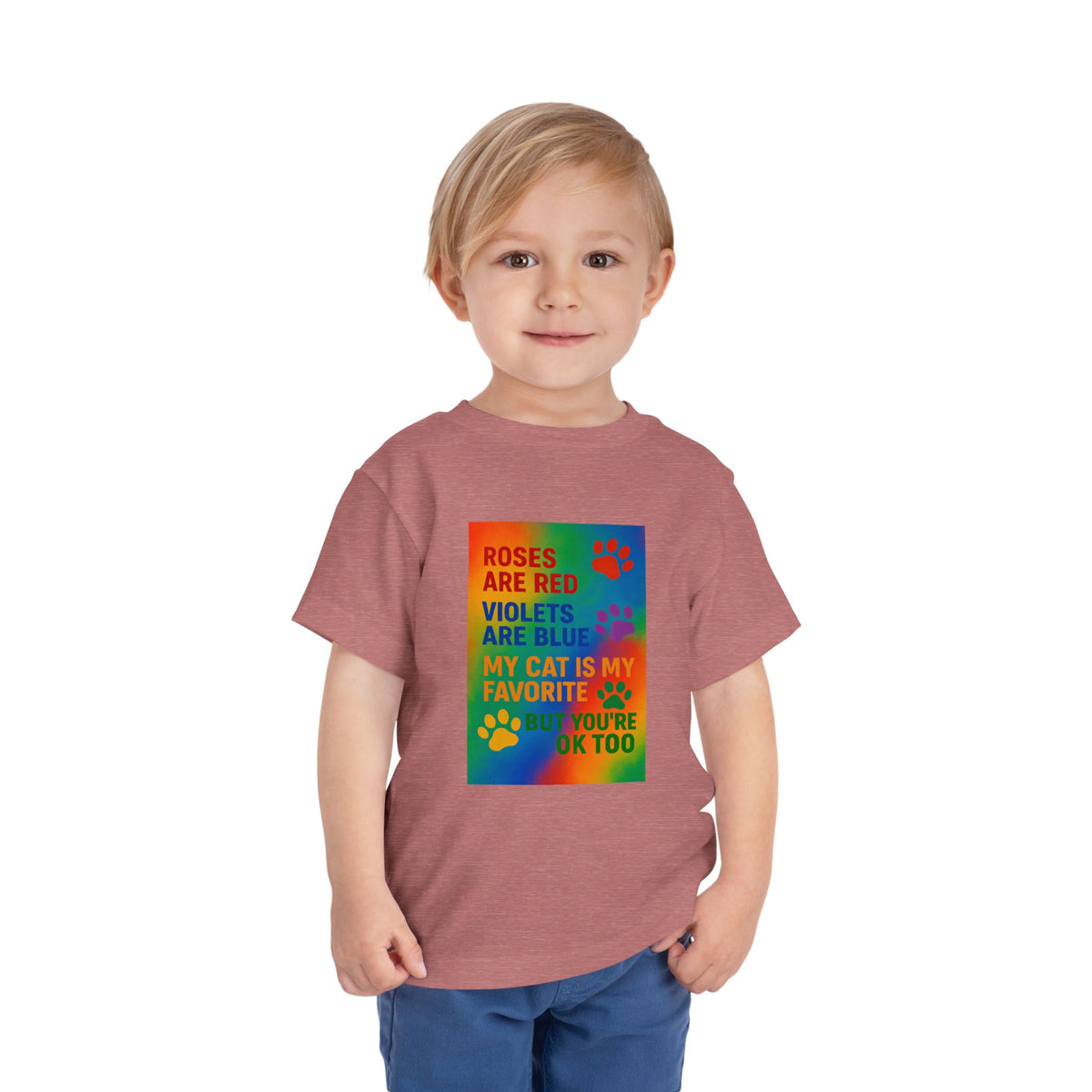 Roses Are Red Cat Toddler Unisex Short Sleeve Crewneck Tee
