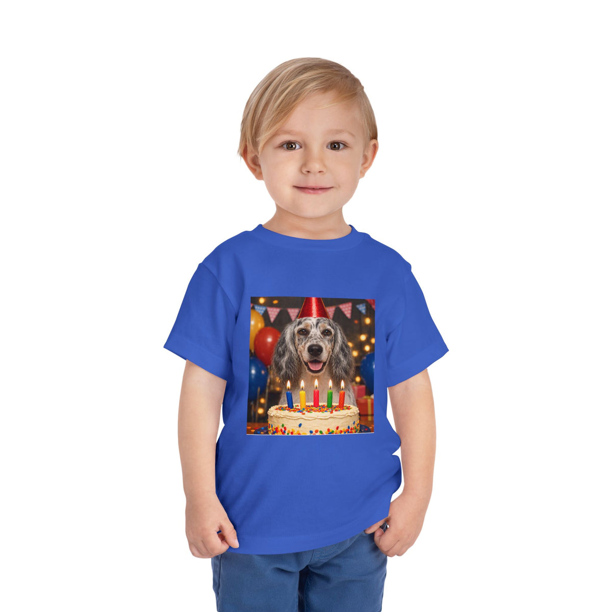 Birthday Buddy English Setter Toddler Unisex Short Sleeve Crewneck Tee