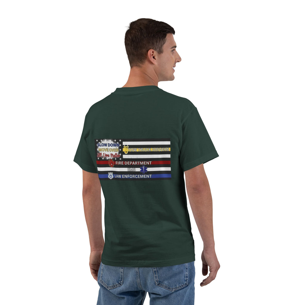 Slow Down Move Over Flag Men's Short-Sleeve Crewneck Tee