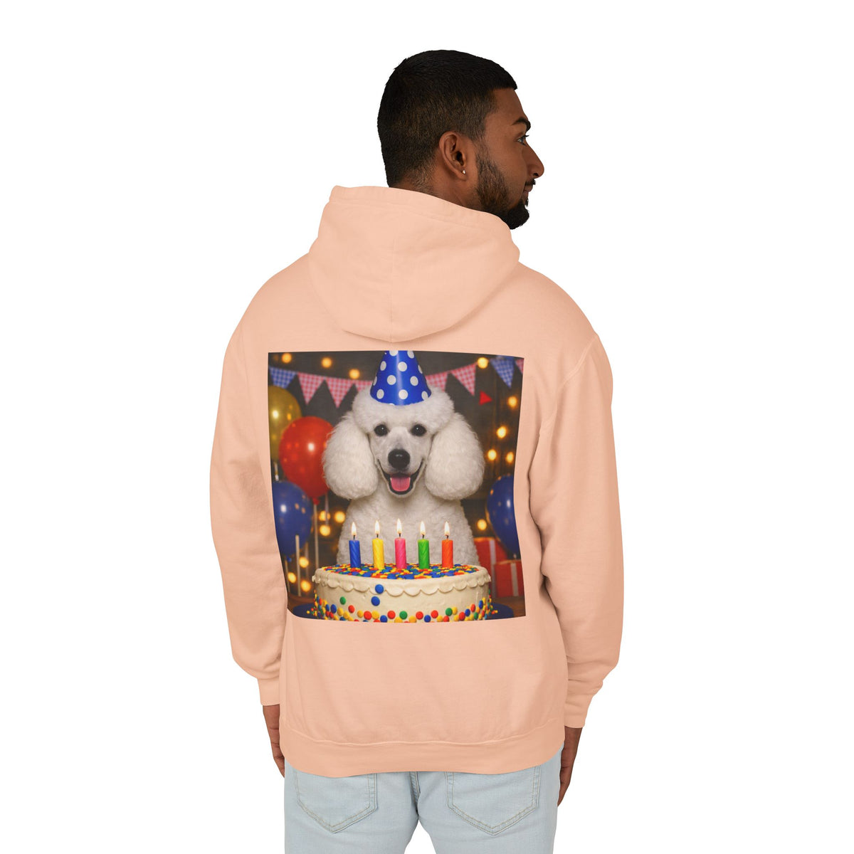 Birthday Buddy Poodle Unisex Lightweight Hoodie