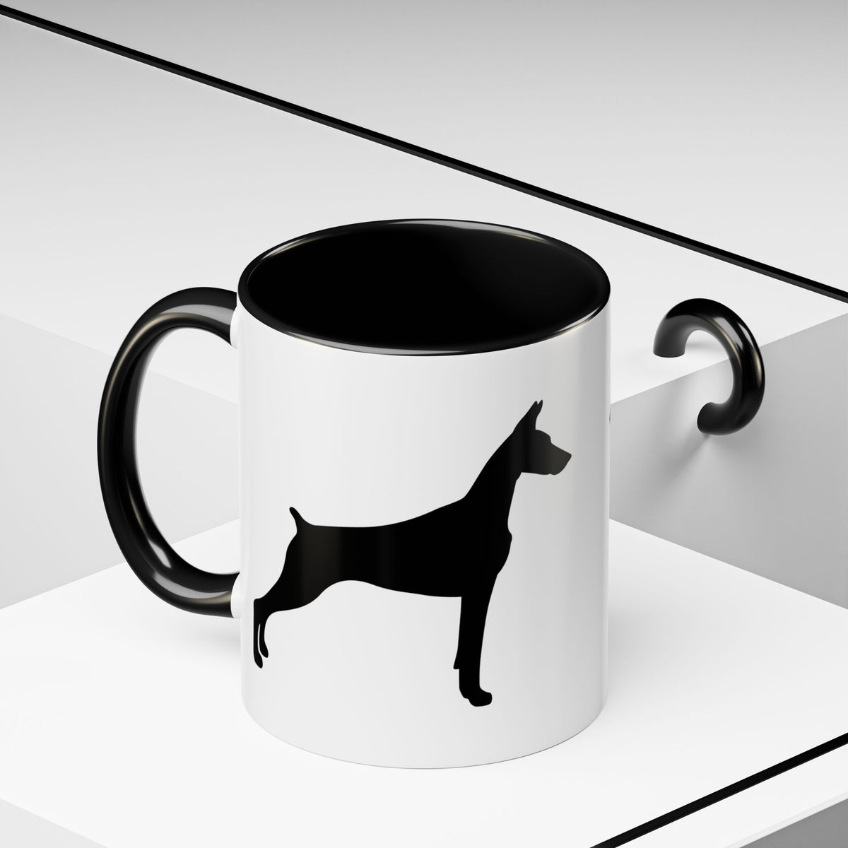Doberman Silhouette 2-Tone Coffee Mug