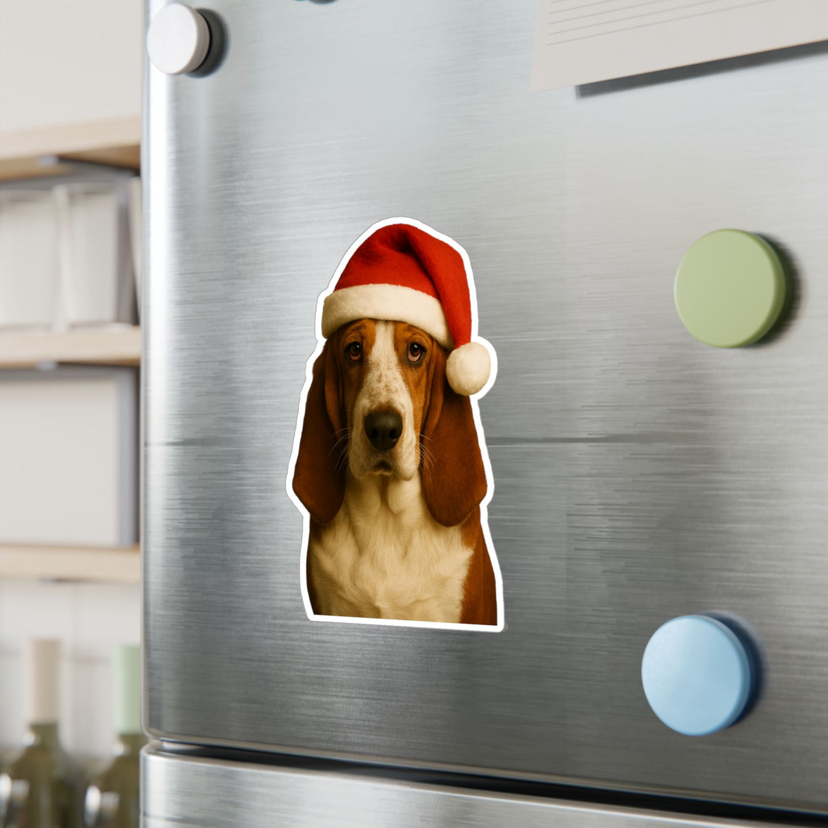 Santa Paws Basset Vinyl Decal