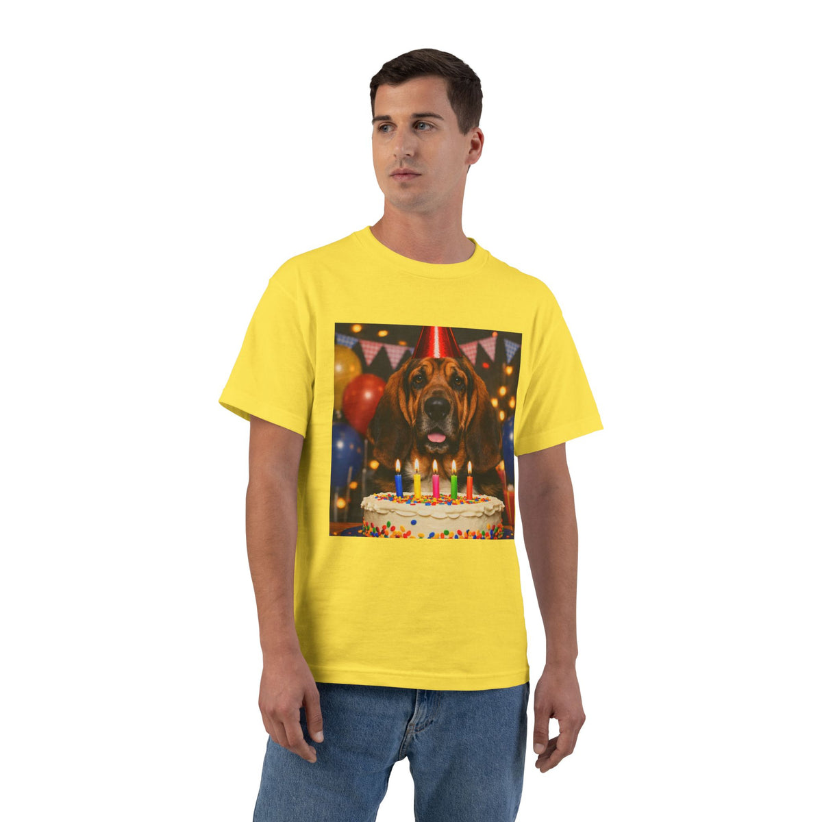 Birthday Buddy Bloodhound Men's Short-Sleeve Crewneck Tee