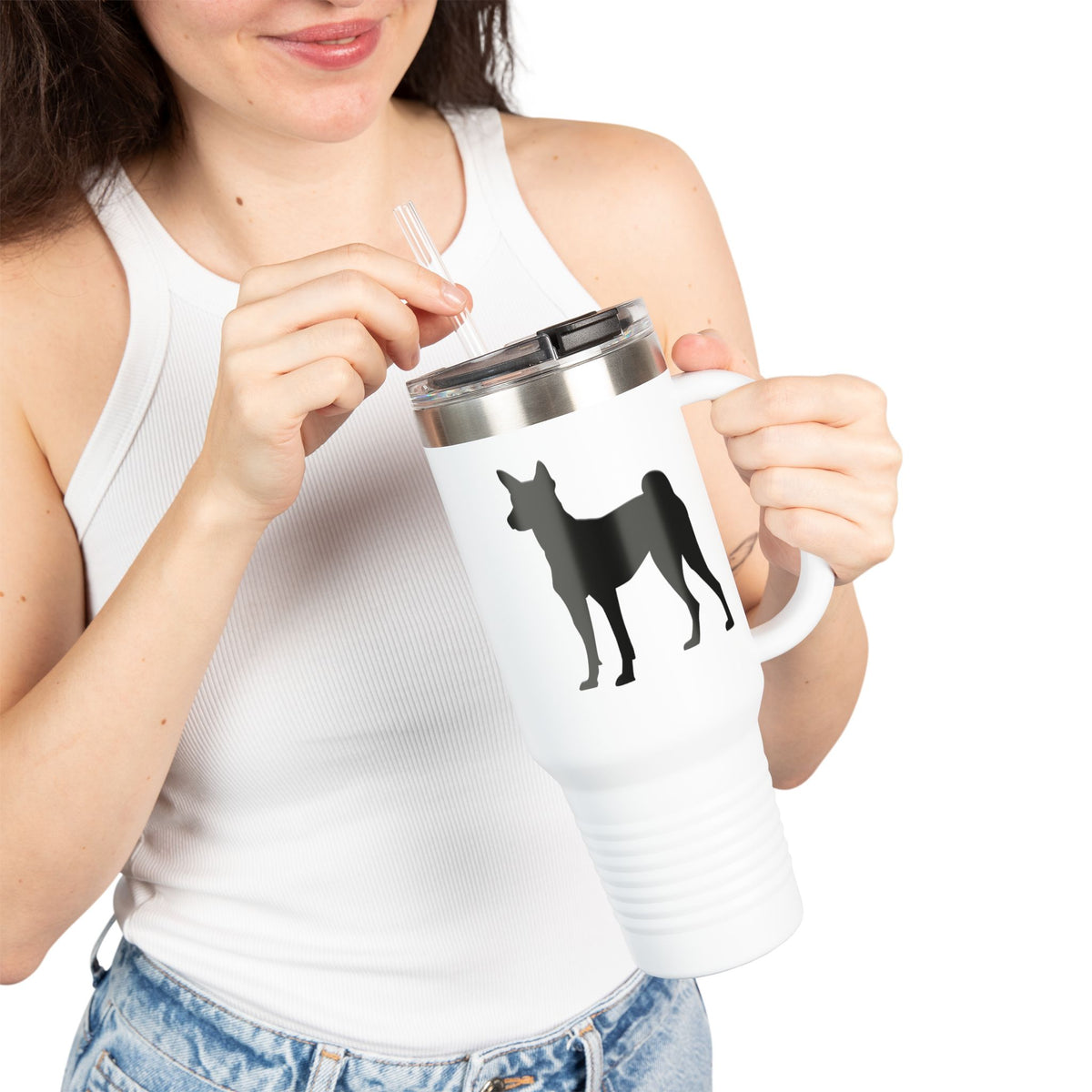 Basenji Silhouette Insulated Travel Mug