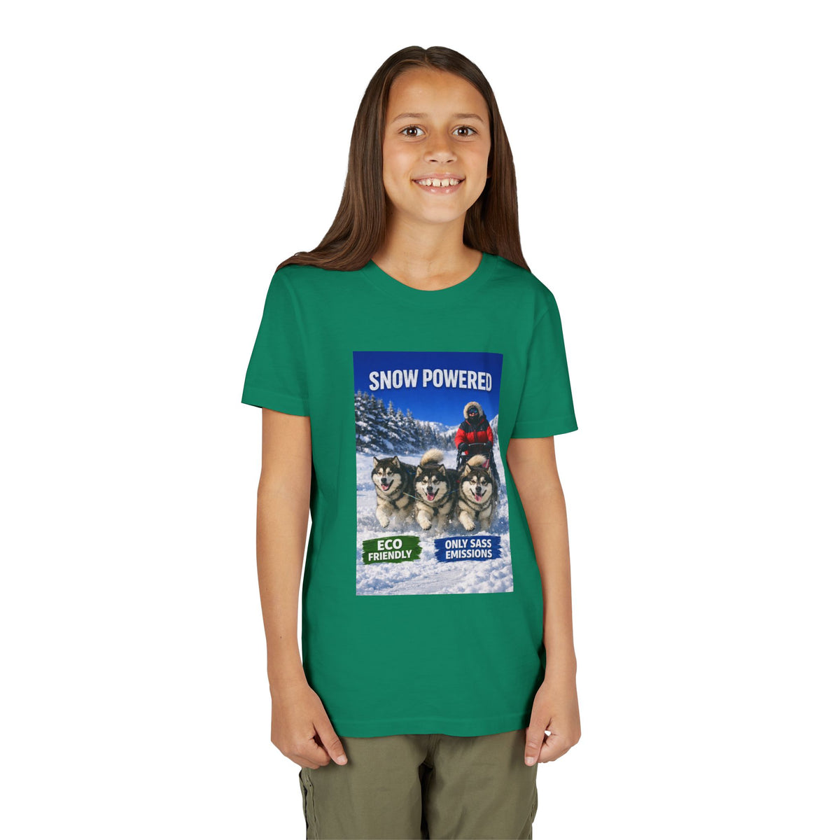 Snow Powered Youth Unisex Short Sleeve Crewneck Tee