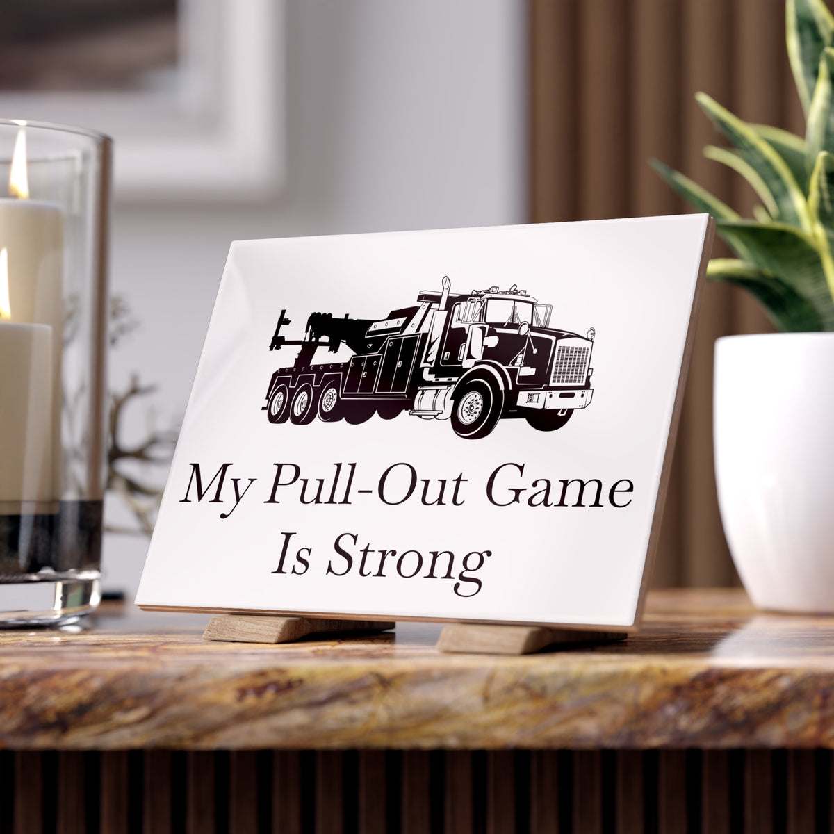 Pull Out Heavy Tow Truck Ceramic Photo Tile