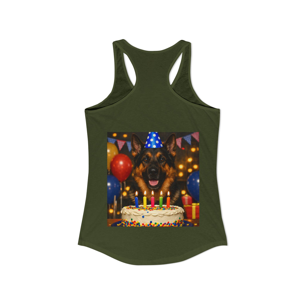 Birthday Buddy German Shepherd Women's Racerback Tank