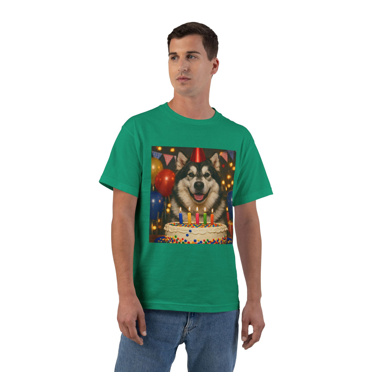Birthday Buddy Malamute Men's Short-Sleeve Crewneck Tee