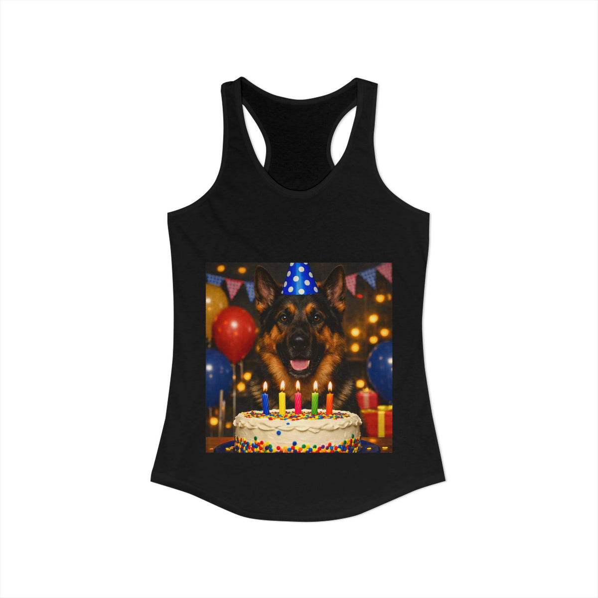 Birthday Buddy German Shepherd Women's Racerback Tank