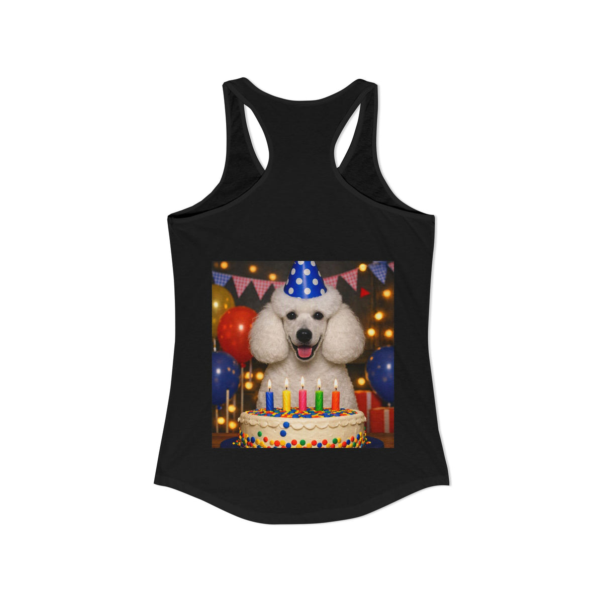 Birthday Buddy Poodle Women's Racerback Tank