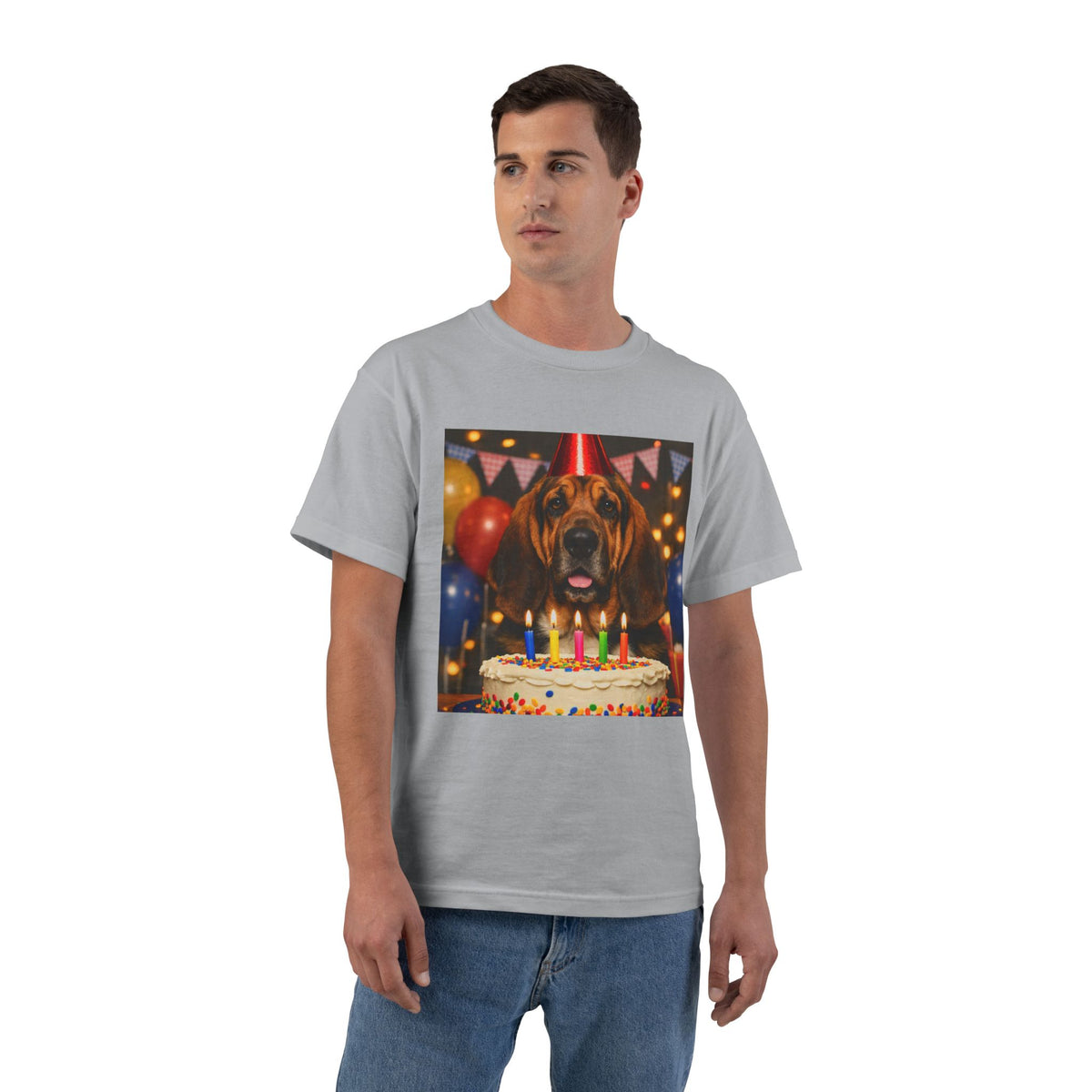 Birthday Buddy Bloodhound Men's Short-Sleeve Crewneck Tee