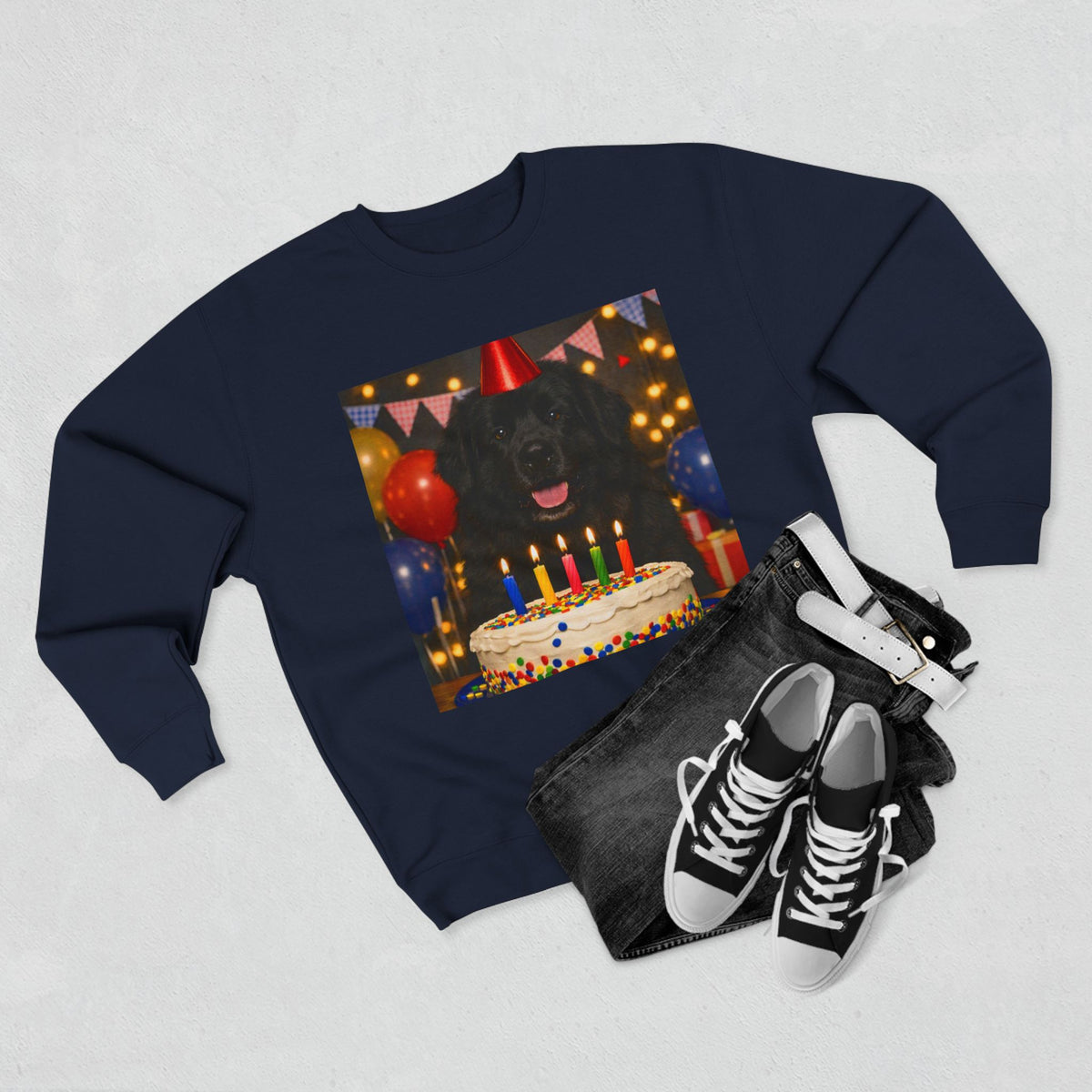 Birthday Buddy Newfie Unisex Crewneck Sweatshirt
