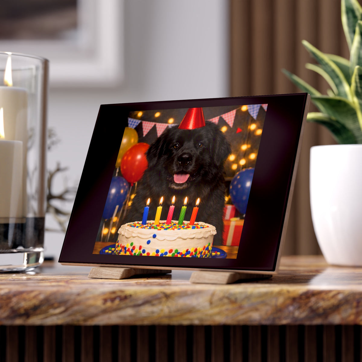 Birthday Buddy Newfie Ceramic Photo Tile